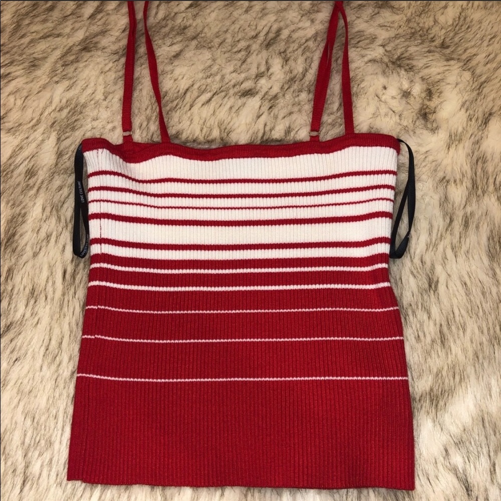 LC Stripped Red Crop Top 3 for $25
